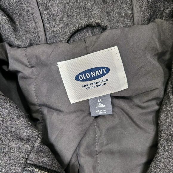 OLD NAVY Womens Gray Faux Fur Hooded Wool Peacoat Medium Tall - Picture 5 of 10